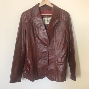 Vintage Burgundy Leather Blazer